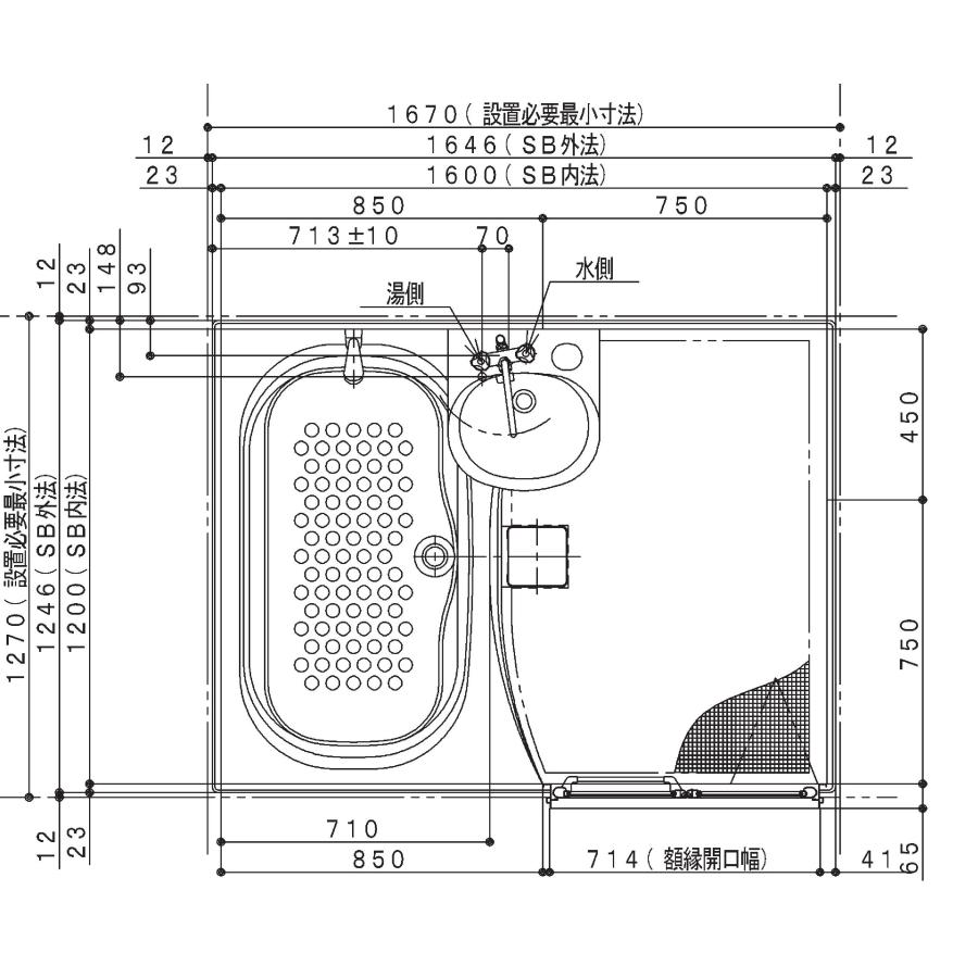 ハウステック 洗面付2点ユニットバスNJF サイズ 1216 集合住宅 ハウステック 洗面付2点ユニットバスNJF サイズ 1216 集合住宅