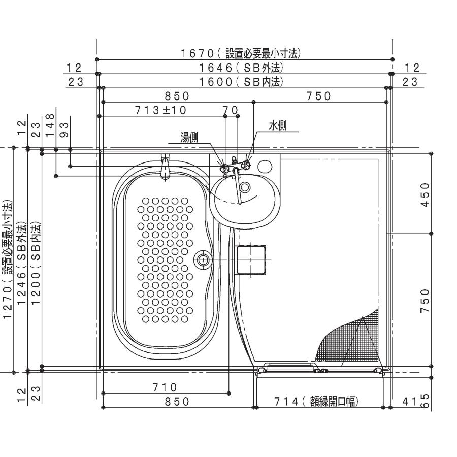 ハウステック 洗面付２点ユニットバスNJF サイズ 1216 集合住宅 