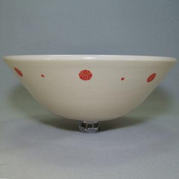 φ300×H110　花玉（はなたま）赤（小）手洗い器  信楽焼 陶器 手洗器 手洗い鉢 和風 手洗鉢 洗面ボウル 洗面ボール  トイレ  洗面台 Y-AW-67_4