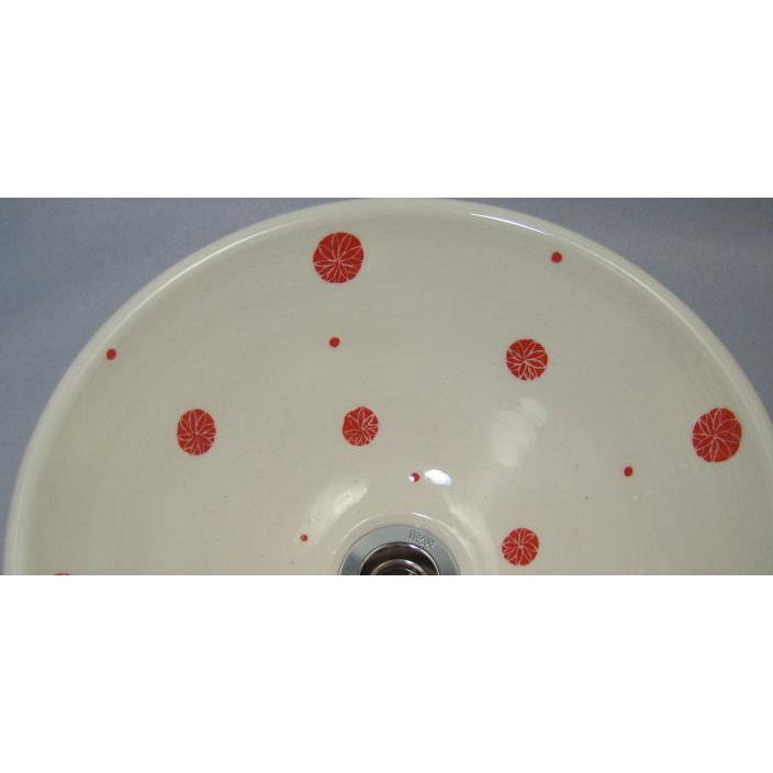 φ300×H110　花玉（はなたま）赤（小）手洗い器  信楽焼 陶器 手洗器 手洗い鉢 和風 手洗鉢 洗面ボウル 洗面ボール  トイレ  洗面台 Y-AW-67_7