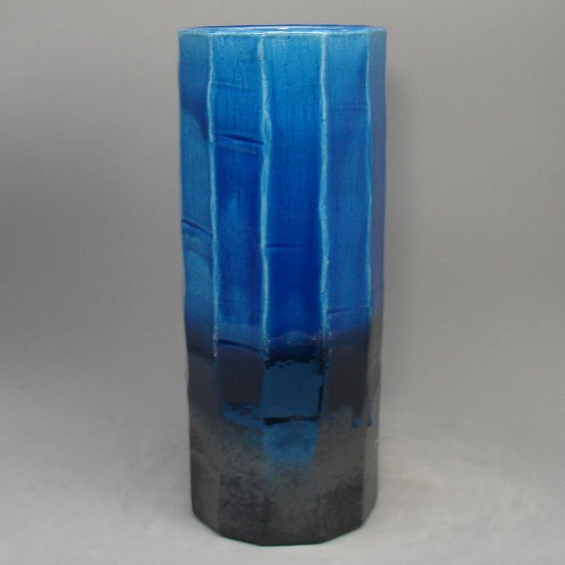W185×H450 青ガラス釉面取傘立 Y-KASA-46-01 信楽焼 陶器