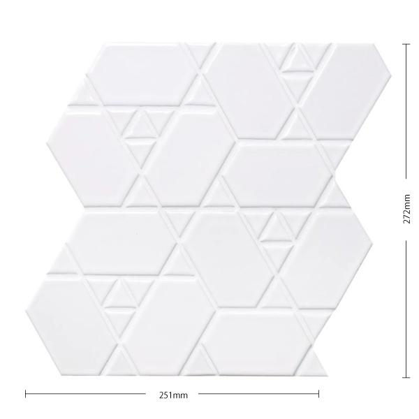 アートモザイクタイル(ケース) ベリエ Belier 90×52変形六角形・26.1×22.6三角形紙貼り 20シート入 BEL-01 / 名古屋モザイク