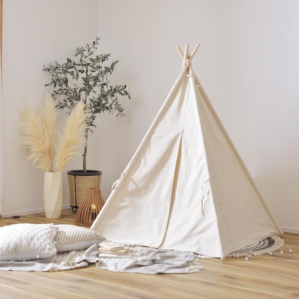 ティピーテント 室内テント インテリア雑貨 アイボリー 白色 おしゃれ