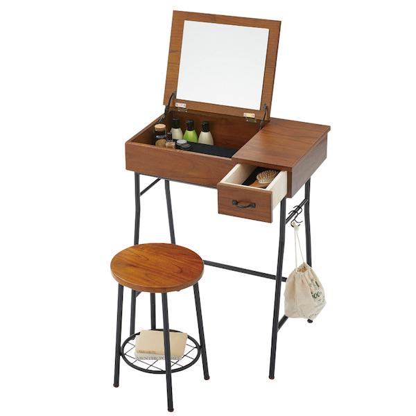 ドレッサースツールセット ドレッサー ミラー ブラウン 茶色 おしゃれ