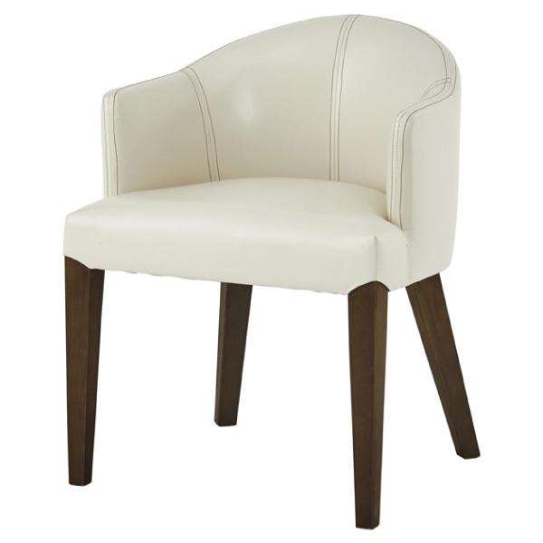 ダイニングチェア 椅子 アイボリー 白 おしゃれ 北欧 1人掛け 1人用 パーソナルチェア 天然木 ソフトレザー モダン レトロ HOC-55IV / 東谷