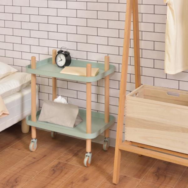 ワゴン2D キッチンワゴン グリーン 緑 おしゃれ 北欧 2段 小物入れ