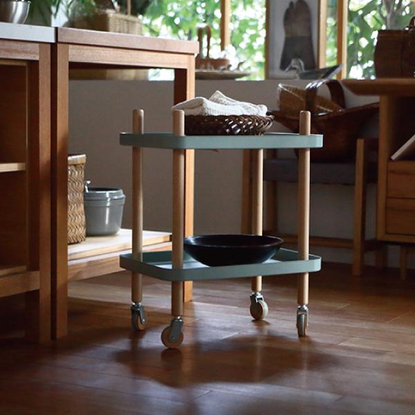 ワゴン2D キッチンワゴン グリーン 緑 おしゃれ 北欧 2段 小物入れ