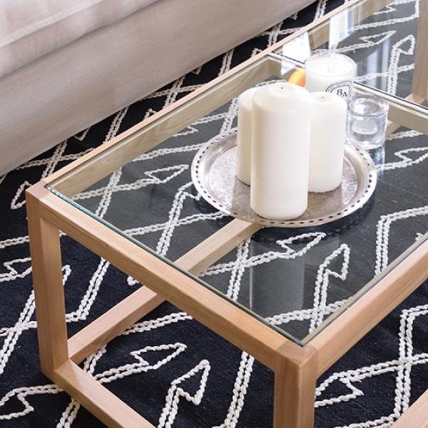 ガラステーブル センターテーブル 机 ナチュラル おしゃれ 北欧 木製