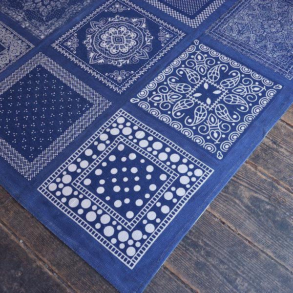 ラグ マット ブルー 青 おしゃれ 北欧 敷物 長方形 コットン パッチ