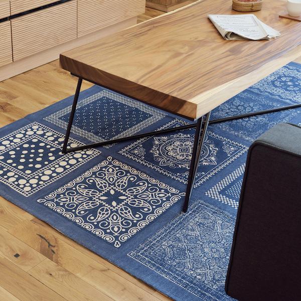 ラグ マット ブルー 青 おしゃれ 北欧 敷物 長方形 コットン パッチ