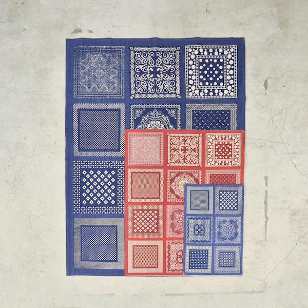 ラグ マット ブルー 青 おしゃれ 北欧 敷物 長方形 コットン パッチ