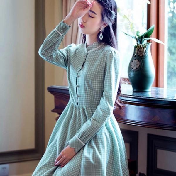 送料無料フレアワンピース長袖マキシワンピースレディースお嬢様ワンピ長袖スタンドカラーチェック柄前開きハイウエストレトロ17春新作優雅 Asticacttt4973 アスティカ 通販 Yahoo ショッピング