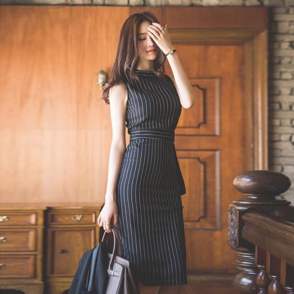 送料無料レディース春ワンピストライプ柄ワンピースタイト袖なし美ラインキレイ目フォーマル膝丈17春新作クラシカル Asticacttt5157 アスティカ 通販 Yahoo ショッピング