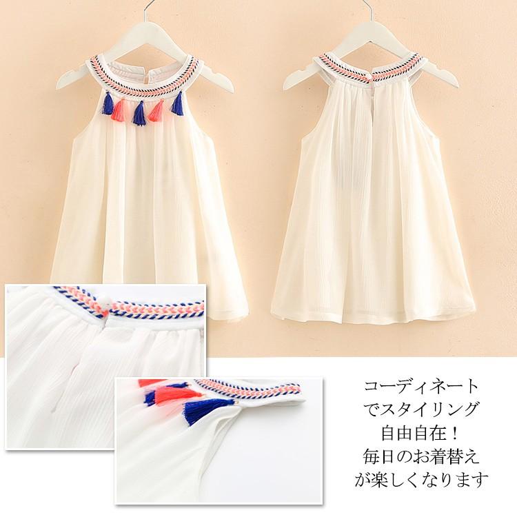 最安価格 女の子 子供ワンピース ノースリーブワンピース 女の子 子ども タッセル ワンピース チュニック カラー ホワイト Www We Job Com