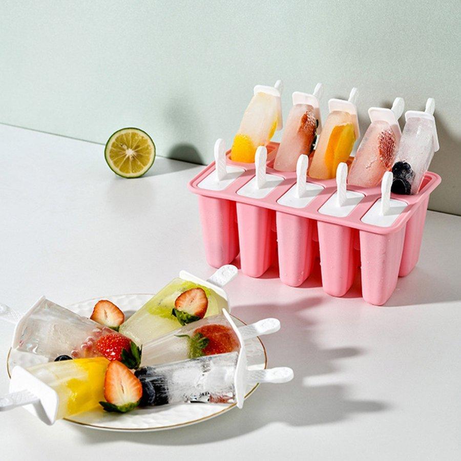 シリコンアイスポップメーカーモールドアイスキャンデーアイスクリーム冷凍モールド10セルピンク nya10759アスティカ 通販