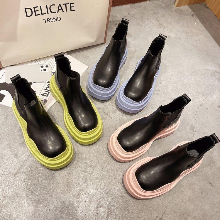 レディースブーツ ブーツ ショートブーツ シューズ サイドゴア 靴 大人 女の子 厚底靴 2021新作 通学 おしゃれ 韓国 5cmアップ 夏 秋 滑