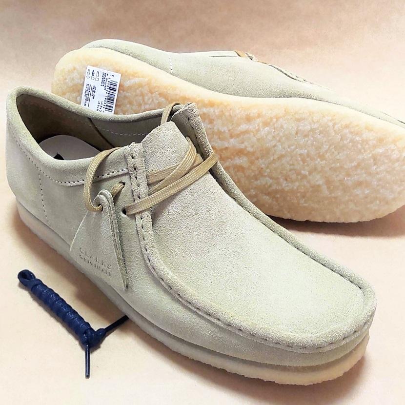 UK9.0 クラークスワラビーロー CLARKS WALLABEE-Lo メープル 替ヒモ付