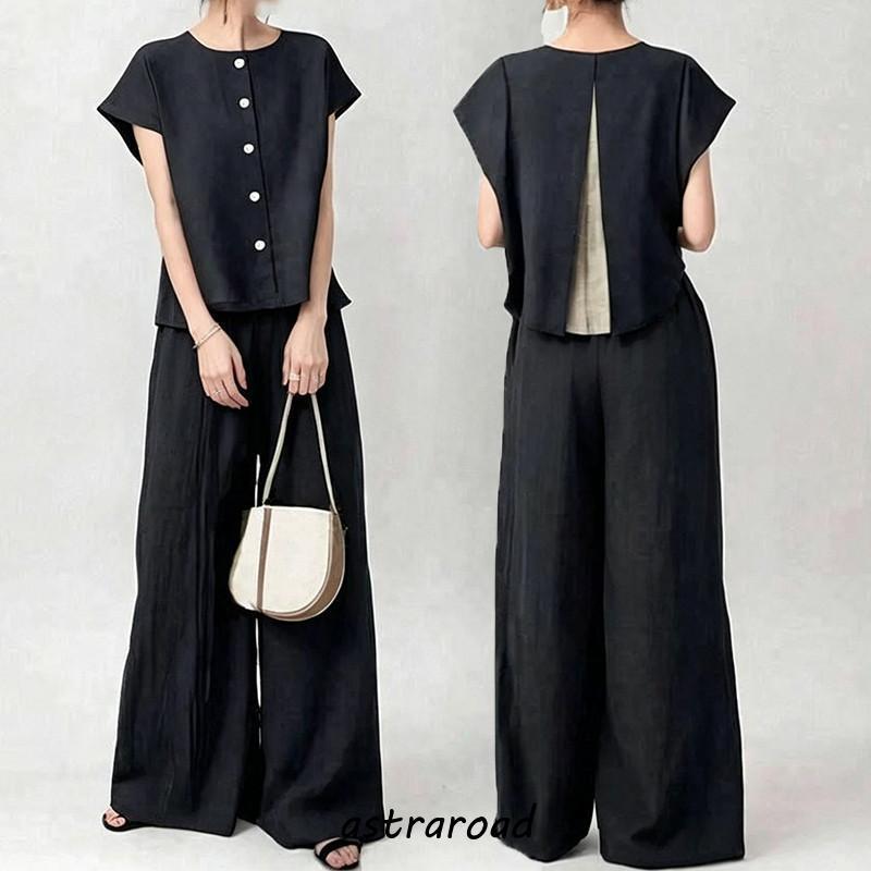 セットアップ レディース 夏服 トップス ショート丈 半袖 フレンチ