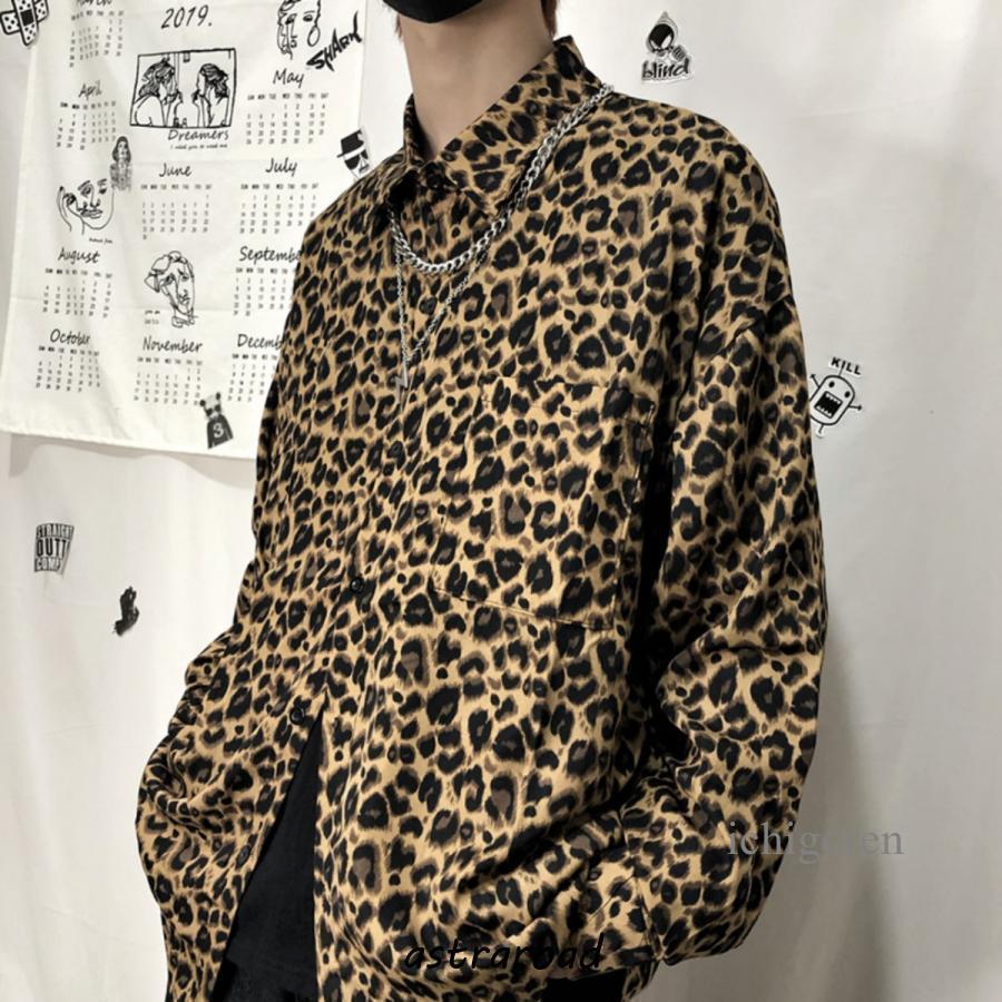 ヒョウ柄 シャツ メンズ ストリート系 長袖 ひょう レオパード 柄