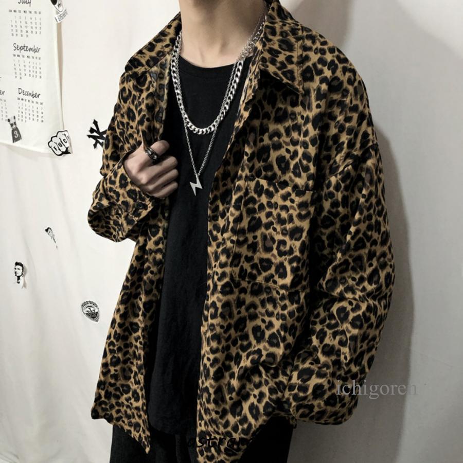 ヒョウ柄 シャツ メンズ ストリート系 長袖 ひょう レオパード 柄