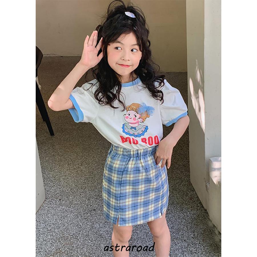 韓国子供服　まとめ売り　120-130センチ相当 2点セット 韓国子供服 セットアップ 夏 女の子 Tシャツ スカート