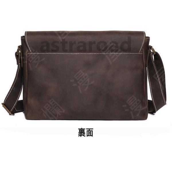 本革 メンズ ショルダーバッグ 斜め掛け  iPad対応 革 厚手牛革 鞄 大容量 防水 カジュアルバッグ 通勤の画像
