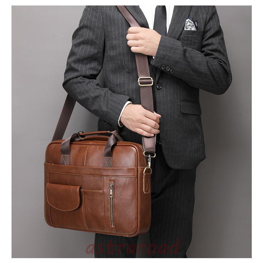 ビジネスバッグ メンズ 本革 レザー ショルダーバッグ ショルダー付