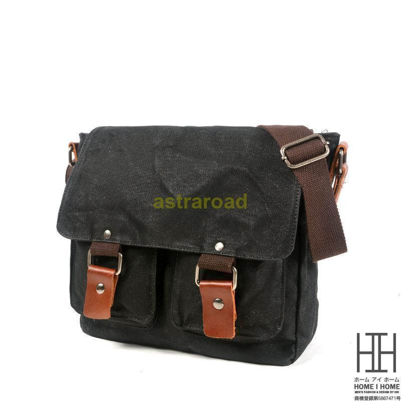 厚いワックスキャンバス メンズ ショルダーバッグ メッセンジャー