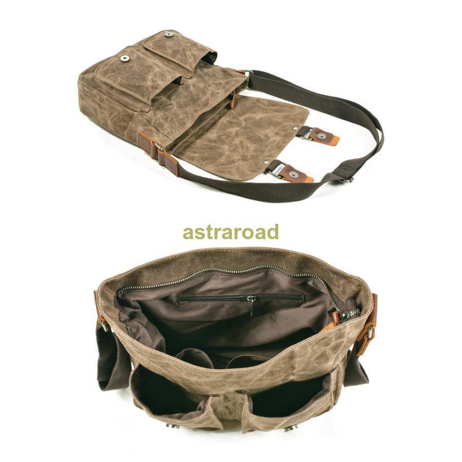 厚いワックスキャンバス メンズ ショルダーバッグ