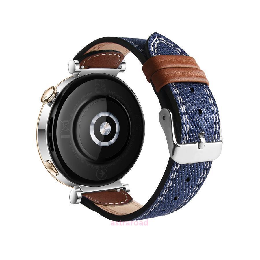 HUAWEI Watch GT4/GT5 対応 18mm デニムバンド 交換用 レザー調 コンビ