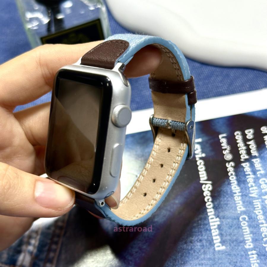 HUAWEI Watch GT4/GT5 対応 18mm デニムバンド 交換用 レザー調 コンビ