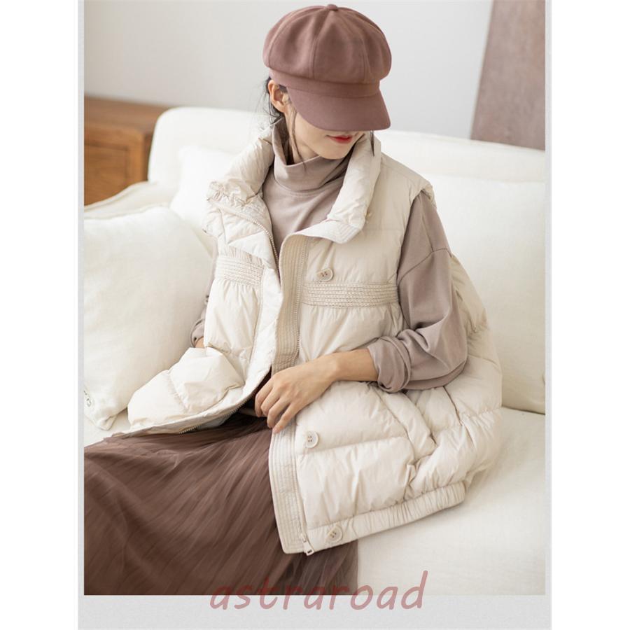 ダウンベスト レディース ベスト 袖なし トップス 無地 ダウン