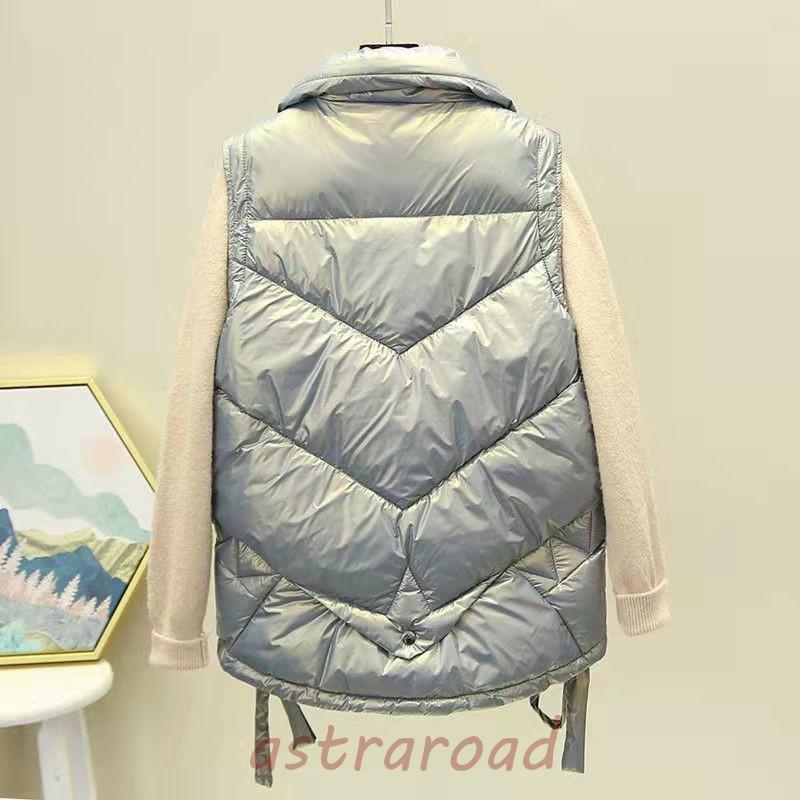 ダウンベスト レディース ベスト 袖なし トップス 無地 ダウン