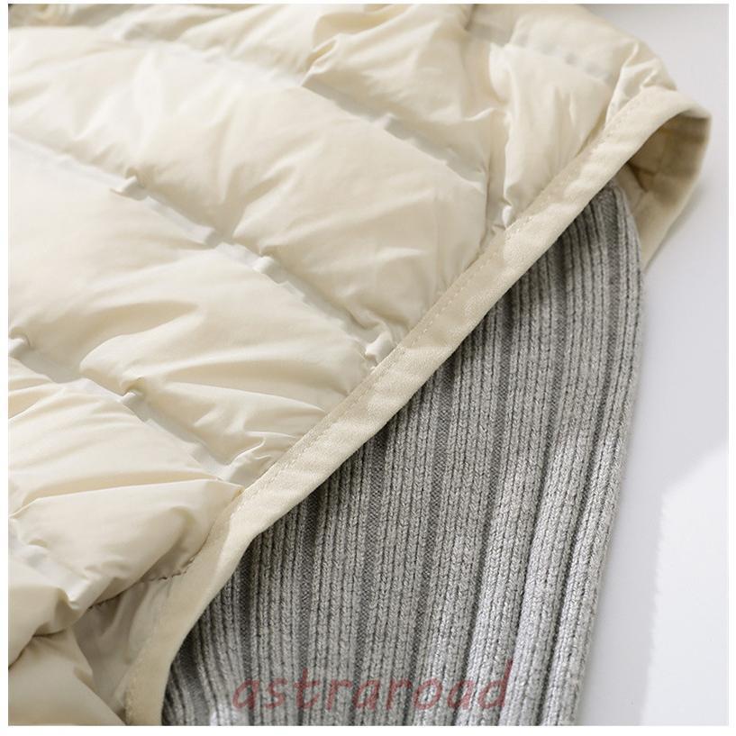 ダウンベスト レディース ベスト 袖なし フード付き 無地 ロングベスト