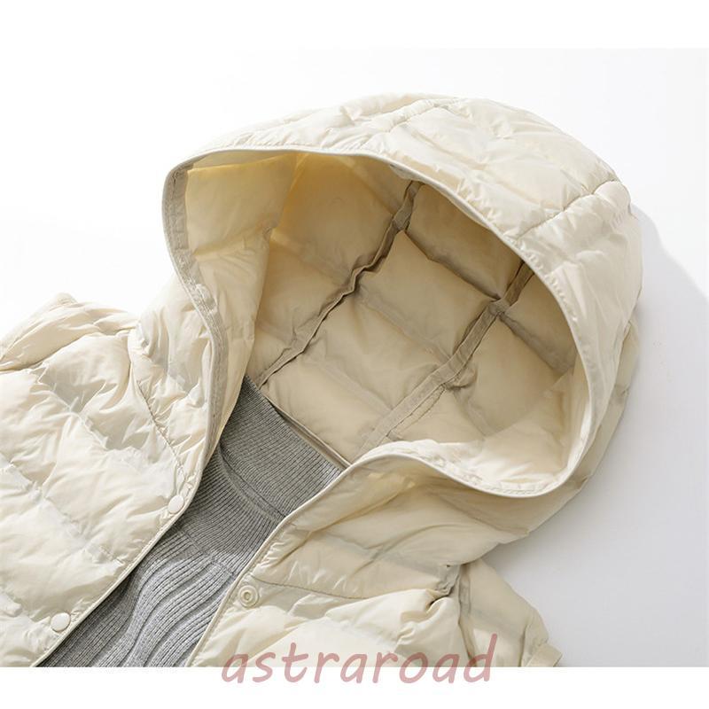 ダウンベスト レディース ベスト 袖なし フード付き 無地 ロングベスト