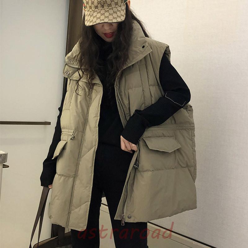 ダウンベスト レディース ベスト 袖なし トップス 無地 立ち襟 韓国風