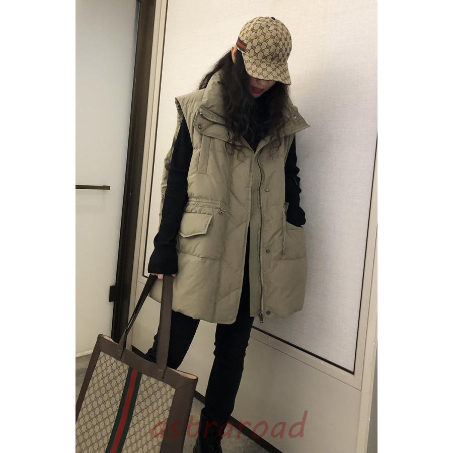 ダウンベスト レディース ベスト 袖なし トップス 無地 立ち襟 韓国風