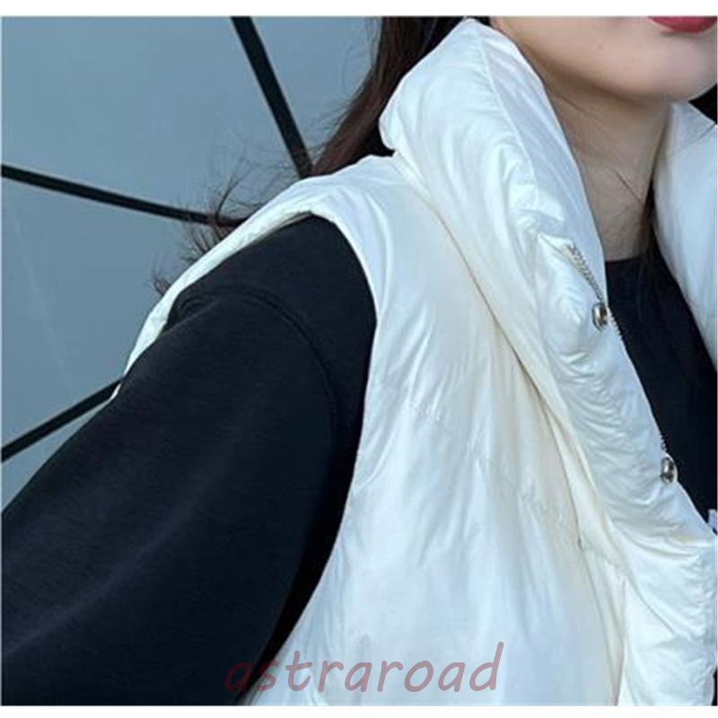 ダウンベスト レディース ベスト 袖なし トップス 無地 立ち襟