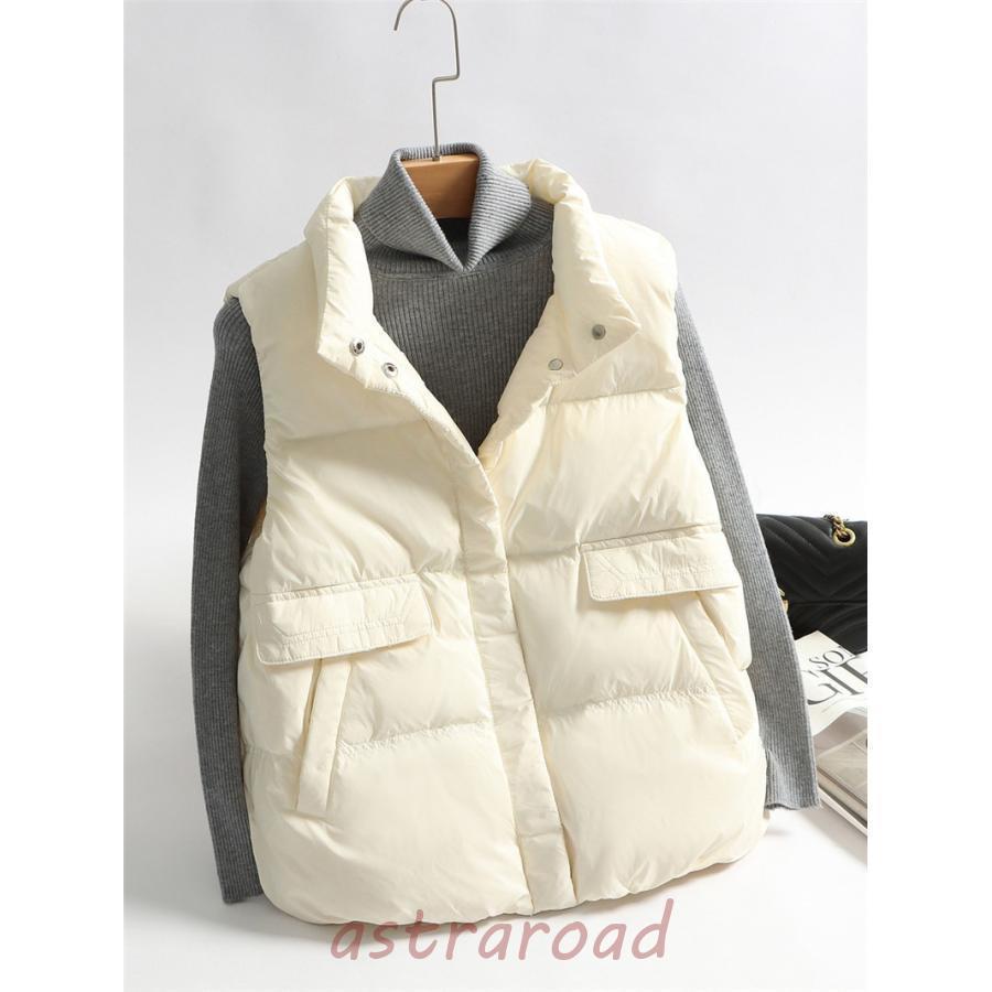 ダウンベスト レディース ベスト 袖なし トップス 無地 ダウン