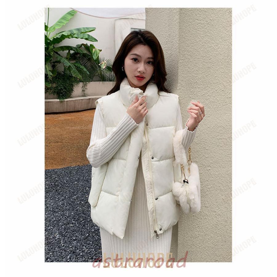 中綿ベスト レディース チョッキ ダウンベスト 防寒ベスト ハイネック