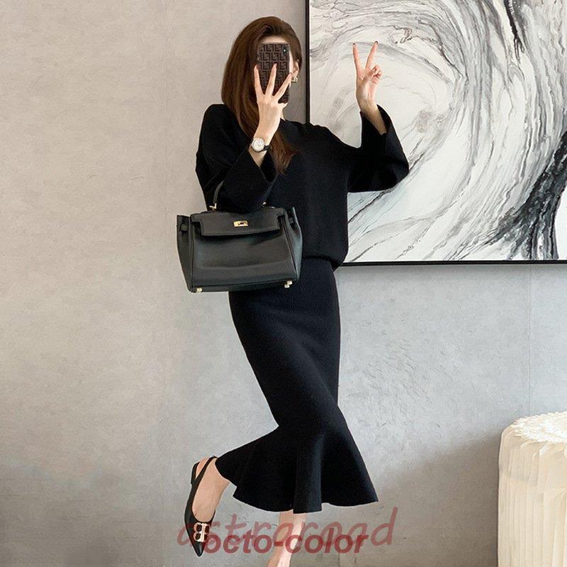 卒業式 服 母 セットアップ レディース ニット スカート 春 トップス
