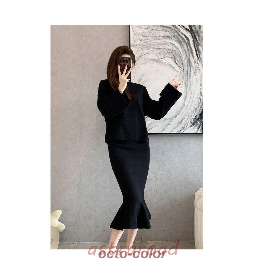 卒業式 服 母 セットアップ レディース ニット スカート 春 トップス