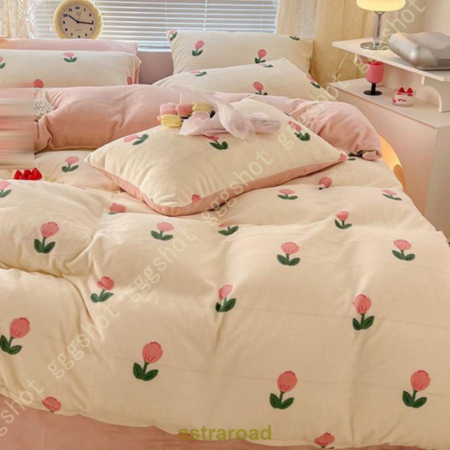 秋冬用 寝具カバーセット 掛け布団 ベッド用品 インテリア 北欧風 花柄 姫系 掛け布団カバー 4点セット 寝具セット 枕カバー ピローケース 快眠 洗える 肌触り_18