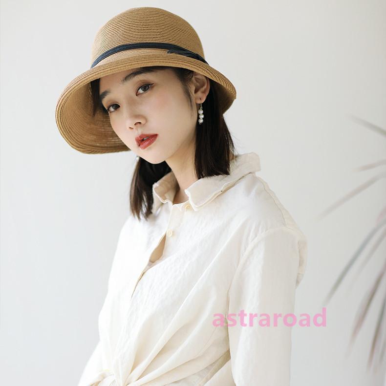 帽子 レディース 麦わら帽子 ハット 春夏 UVカット 紫外線対策 折りたたみ つば広 通気性 ストローハット 深め キャスケット 日よけ 小顔効果 春夏 リゾート | ブランド登録なし | 13