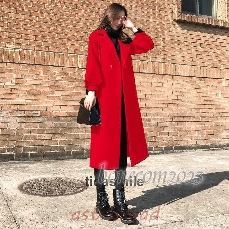コート レディース 赤 ラシャコート 秋 冬 20代 30代 可愛い ロングコート ウール チェスターコート ワイン赤 ブラック アウター 通勤 通学 チェスターコート ラシャ レディース ロングコート コート 冬秋