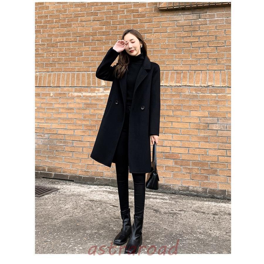 コート レディース ウール100% 膝丈コート テーラード 秋 冬 ロング  
