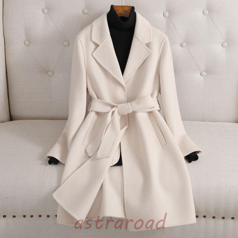 コート レディース ウール100% 膝丈コート テーラード 秋 冬 ロング