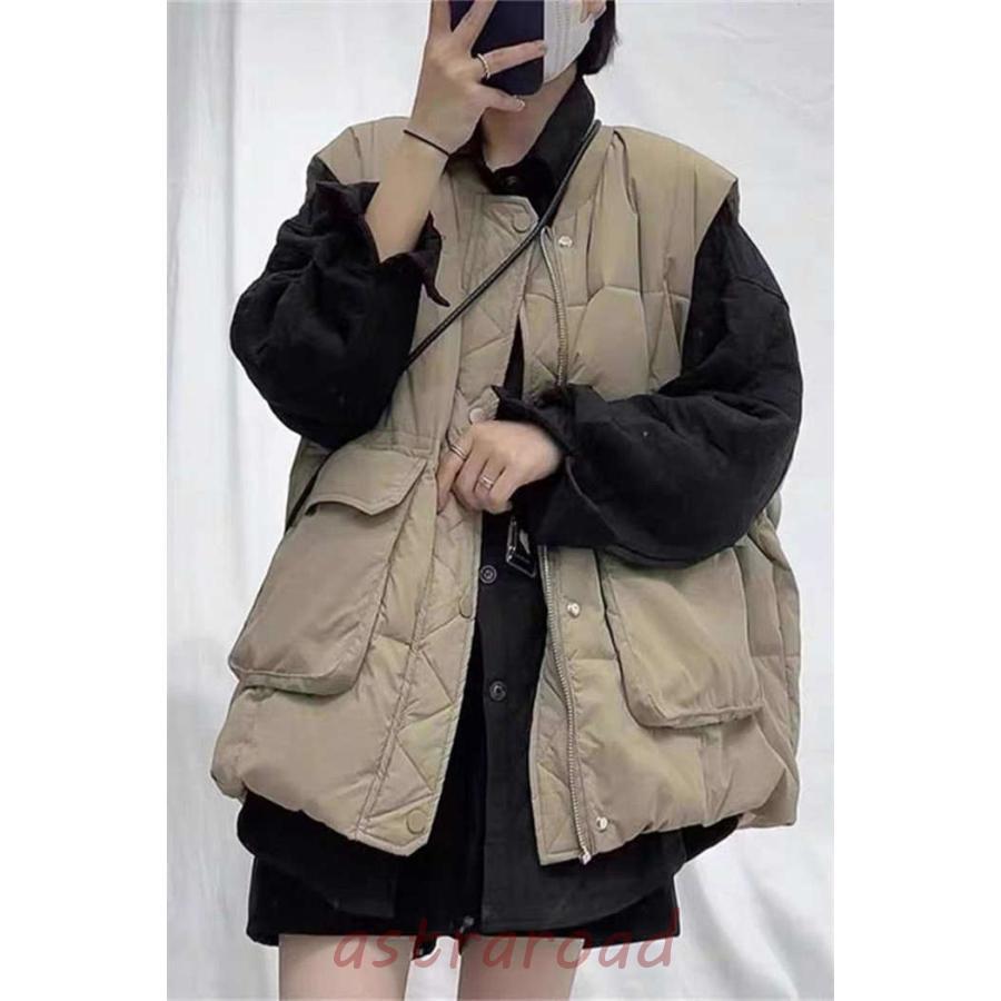 中綿ベスト レディース ベスト キルティング ノースリーブ 春 冬