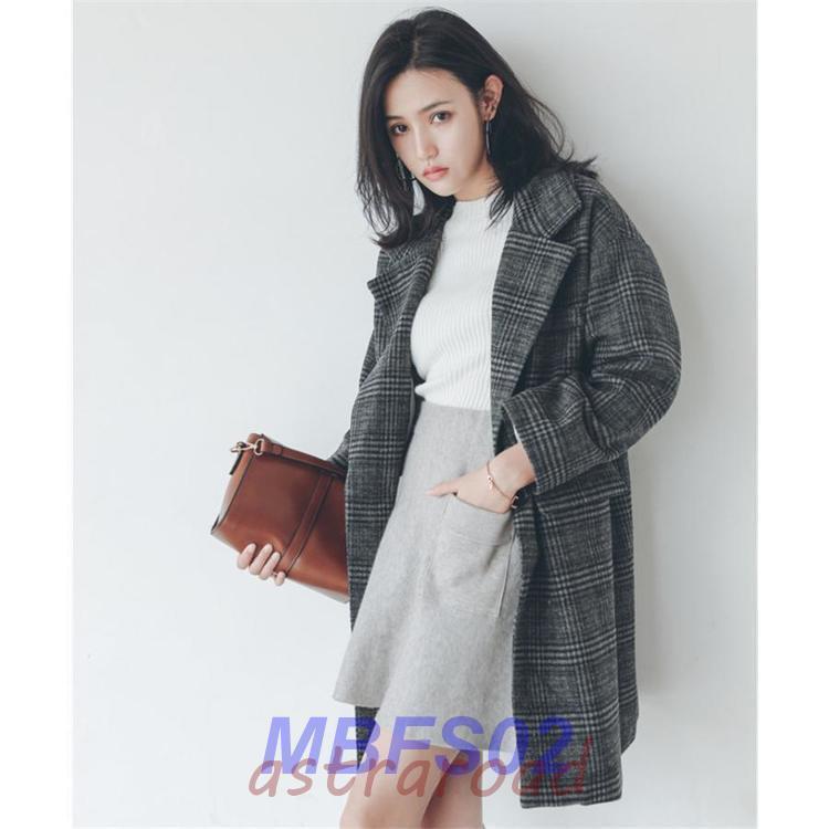 チェスターコート レディース 冬服 チェック柄 ラシャコート