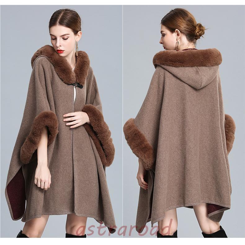 ポンチョ レディース コート 秋冬 ケープコート ファー ポンチョコート